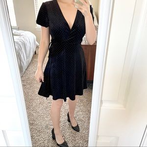 NWT GB Polka Dot Velvet Textured Wrap Dress